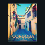 Vintage Cordoba Espana Postkarte<br><div class="desc">Vintage Republk mit Gassen von Spanien (espana) mit schmalen Gassen mit getönten Pflanze</div>