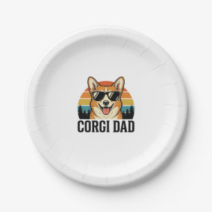Vintage-Corgi-Daddy-Gravur-Hunde-Liebhaber-Shirt-D Pappteller