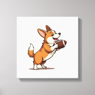 Vintage Corgi Fußball Hund Illustration Retro Spor Leinwanddruck