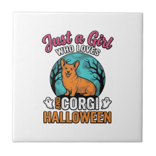 Vintage Corgi Halloween Mädchen Hundeliebhaber Shi Fliese
