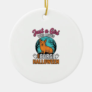 Vintage Corgi Halloween Mädchen Hundeliebhaber-Shi Keramik Ornament