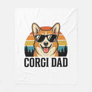 Vintage-Corgi-Vater-Gravur-Hunde-Liebhaber-Shirt-D Fleecedecke