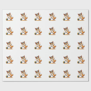 Vintage Corgi Volleyball Hund Vektor Illustration  Geschenkpapier