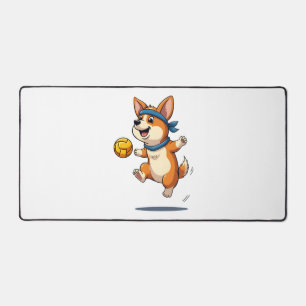 Vintage-Corgi-Volleyball-Illustration Süßer Hund A Schreibtischunterlage