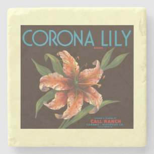 Vintage Corona Lily Kalifornien Obstkistenetikett Steinuntersetzer