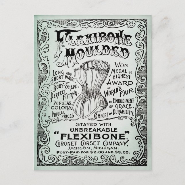 Vintage Corset-Bekleidungswerbung Postkarte (Vorderseite)