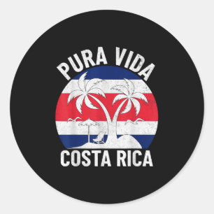 Vintage Costa Rica Flagge Pura Vida Beach Summer V Runder Aufkleber