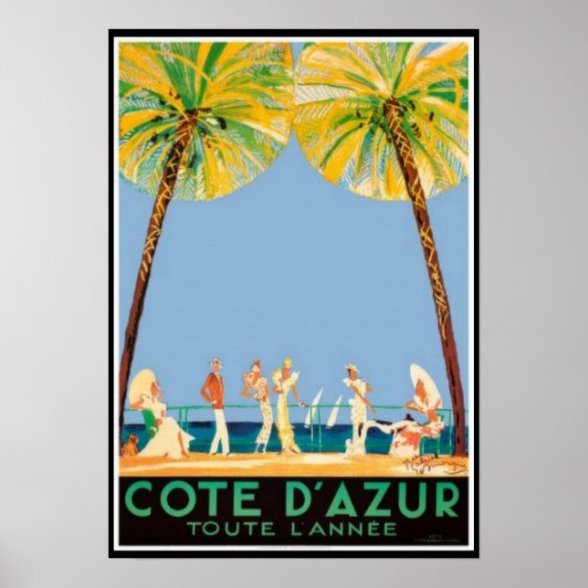 Vintage Cote D’Azur Travel Poster (Vorne)
