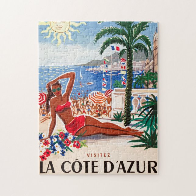 Vintage Côte d'Azur Beach Girl (Vertikal)