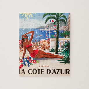 Vintage Cote D'Azur Beach Girl