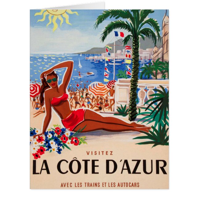 Vintage Cote D'Azur Beach Girl (Vorderseite)