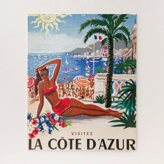 Vintage Côte d'Azur Beach Girl (Vertikal)