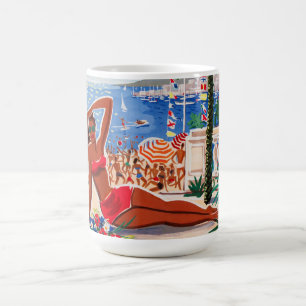 Vintage Cote D'Azur Beach Girl Kaffeetasse