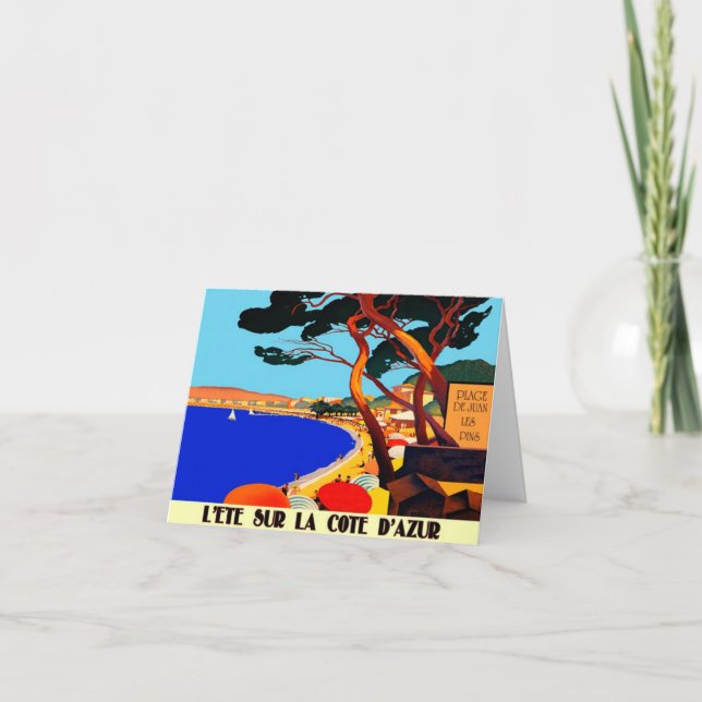 Vintage Côte d'Azur Feiertagskarte (Vorderseite)