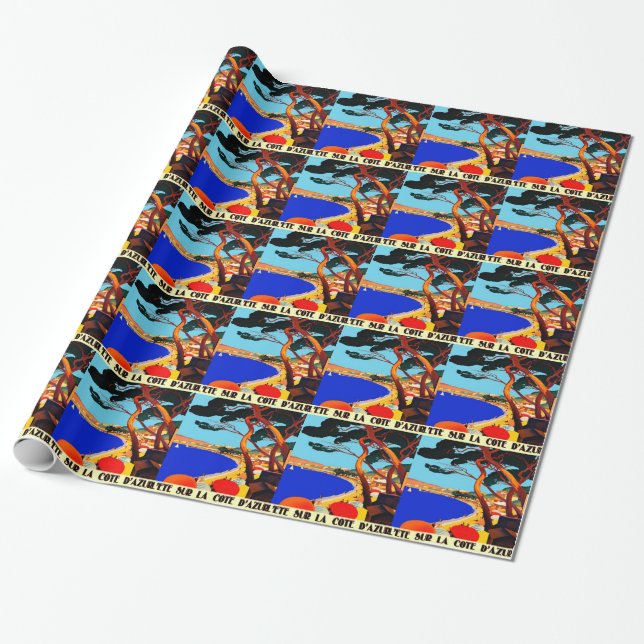 Vintage Côte d'Azur Geschenkpapier (Ungerollt)