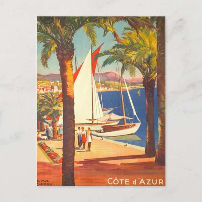 Vintage Côte d'Azur Postkarte (Vorderseite)