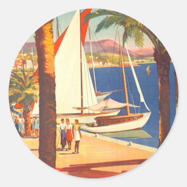 Vintage Côte d'Azur Runder Aufkleber (Vorderseite)