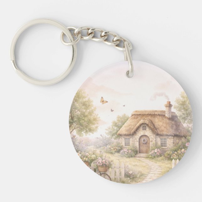 Vintage Cottage Acrylic Keychain Schlüsselanhänger (Vorderseite)
