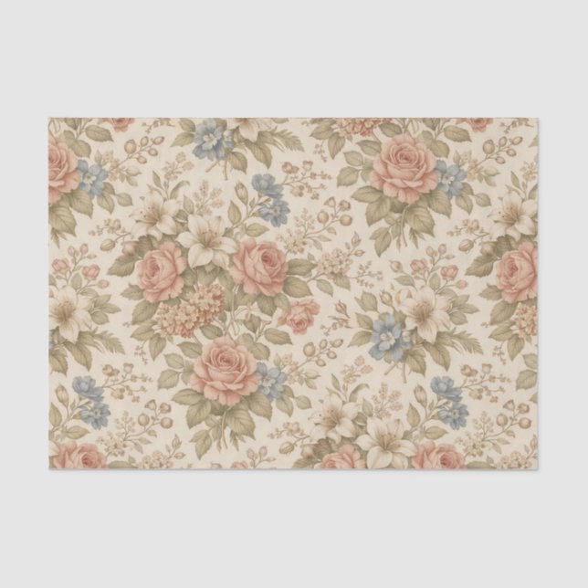 Vintage Cottage Rose Garden Pattern Seidenpapier (Vorderseite)