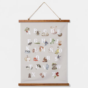 Vintage Cottagecore Alphabet Wandteppich Mit Holzrahmen