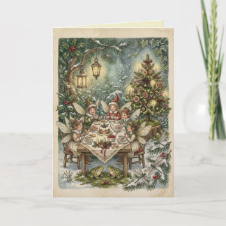 Vintage Cottagecore-Frosch-Fee-Libelle Karte