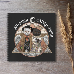Vintage Cottagecore Katzenhexen Halloween Notizbuch