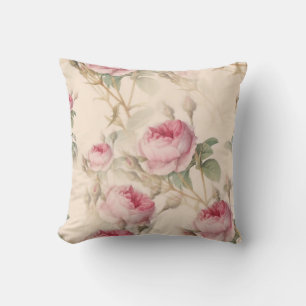 Vintage Cottagecore rosa Rosen Botanical Kissen
