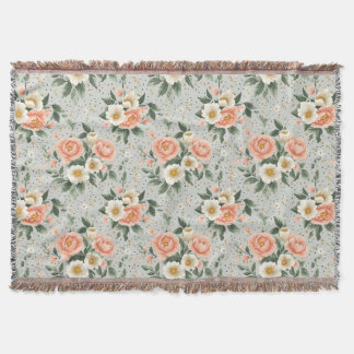 Vintage Cottagecore-Rosen-Wolldecke Decke