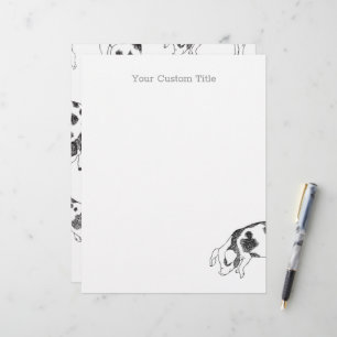 Vintage Cottagecore-Schwein LineArt Minimalist Mus Briefbogen