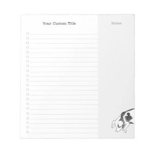 Vintage Cottagecore-Schwein LineArt Minimalist Mus Notizblock