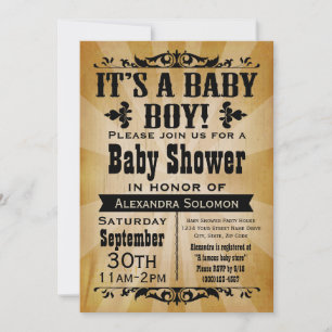 Vintage Country Boy Baby Dusche Einladung