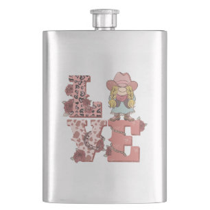 Vintage Country-Style "Liebe" mit einem blonde Cow Flachmann