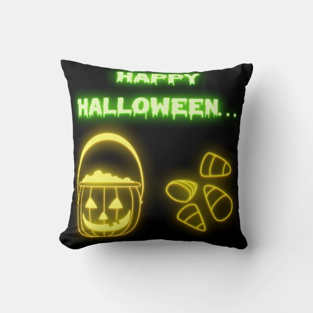 Vintage coussin de chaume d'Halloween (Recto)