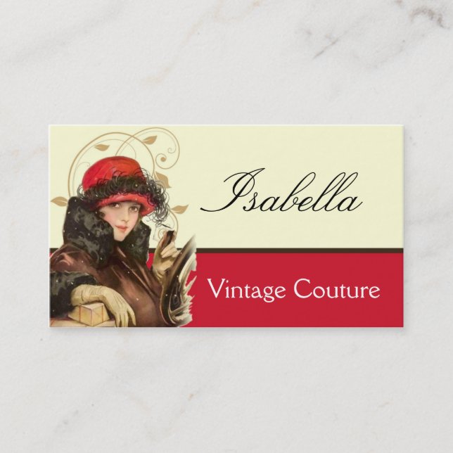Vintage Couture-Mode-Geschäfts-Karte Visitenkarte (Vorderseite)