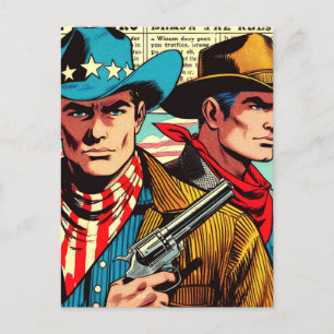 Vintage Cowboy-Comicen Postkarte