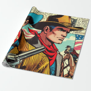Vintage-Cowboy-Comics Geschenkpapier