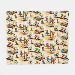 Vintage Cowboy Cowgirl Land Kinder Pony Kaktus Fleecedecke