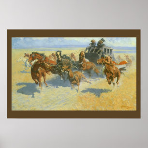 Vintage Cowboy, Downing the Nigh Leader, Remington Poster