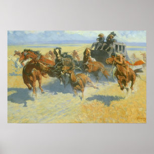Vintage Cowboy, Downing the Nigh Leader, Remington Poster