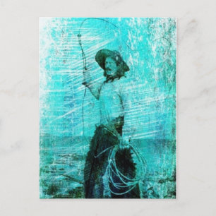 Vintage-Cowboy-Grunge-Postkarte Postkarte