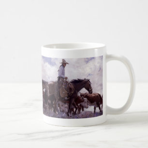 Vintage-Cowboy mit seiner Rinderherde von Koerner Kaffeetasse
