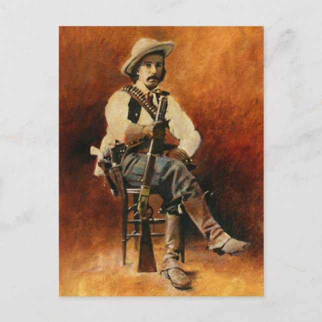 Vintage Cowboy-Postkarte Postkarte (Vorderseite)