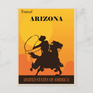 Vintage Cowboy Reise Arizona Postkarte