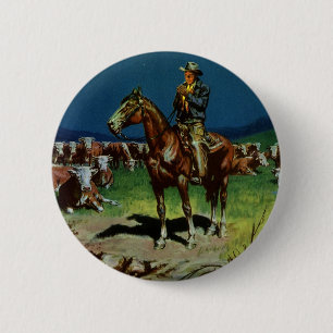 Vintage Cowboy, Rinderzüchter auf der Farm Button