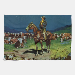 Vintage Cowboy, Rinderzüchter auf der Farm Geschirrtuch
