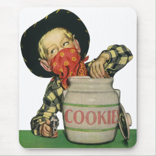 Vintage-Cowboy-Spielzeugpistole Hand im Keksglas Mousepad