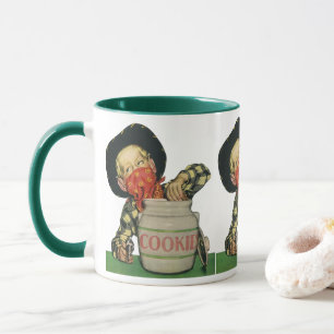 Vintage-Cowboy-Spielzeugpistole Hand im Keksglas Tasse