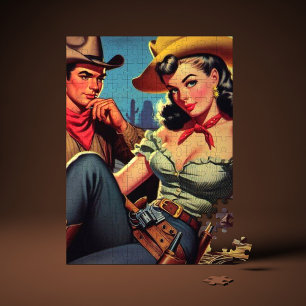 Vintage-Cowboy und Cowgirl