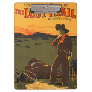 Vintage-Cowboy- und Pferde-Sonnenuntergangs-Wester Klemmbrett
