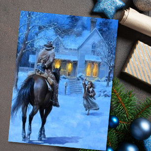 Vintage-Cowboy-Weihnachten Feiertagspostkarte